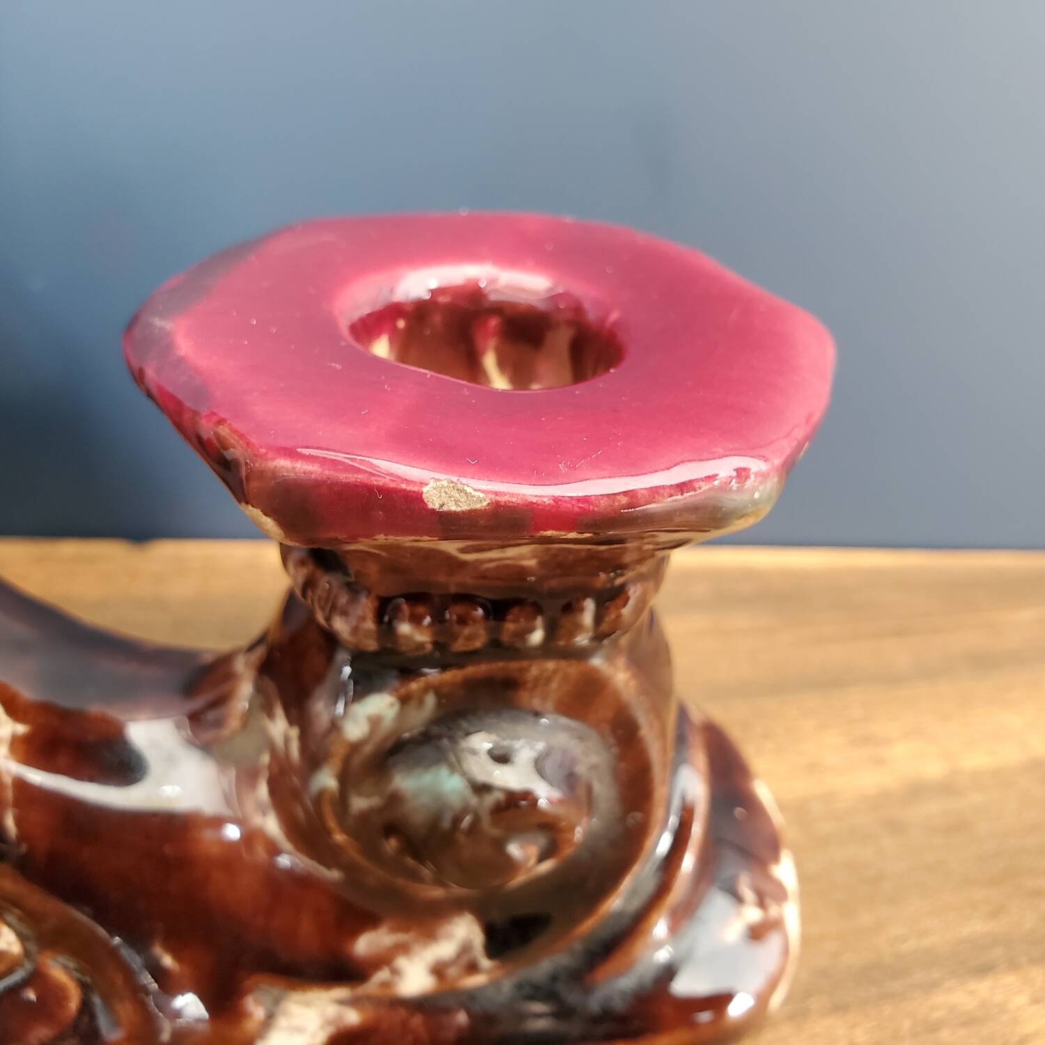 Pair of Fat Lava ceramic candle holders