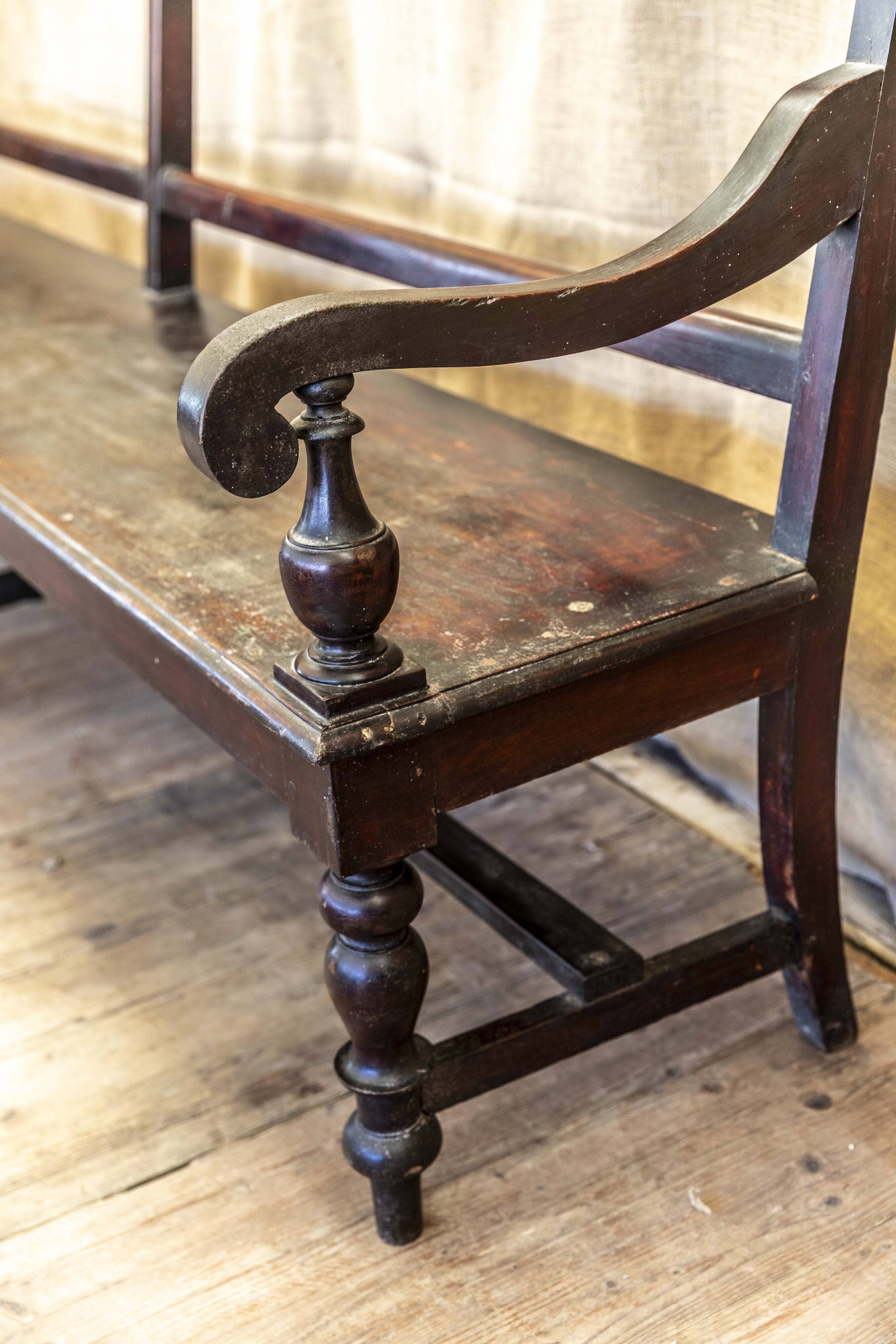 Large black teak bench