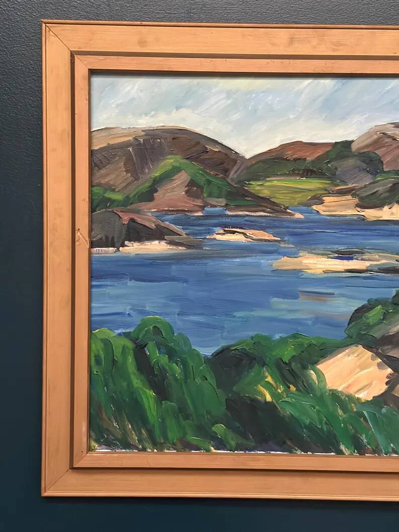 Original Swedish Oil on Canvas - "Lake" by Kersti Flyckt - Signed - Vintage and Framed - 79 × 66 cm (31.1 in × 26 in)