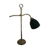 Lampe à poser de bureau en laiton col de cygne opaline verte