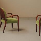 Pair of Art Deco armchairs in mahogany, circa 1930.