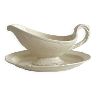 Old sauce boat in Montereau earthenware ironstone