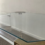 Vintage coffee table in lucite and brass 60s-70s