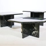 Postmodern marble nesting tables Italy, set of 3, 80s 90s