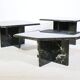 Postmodern marble nesting tables Italy, set of 3, 80s 90s