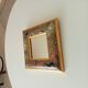 Vintage wooden mirror with floral pattern from the 80s 20*20 cm