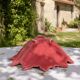 Vine leaf raspberry majolica centrepiece bowl