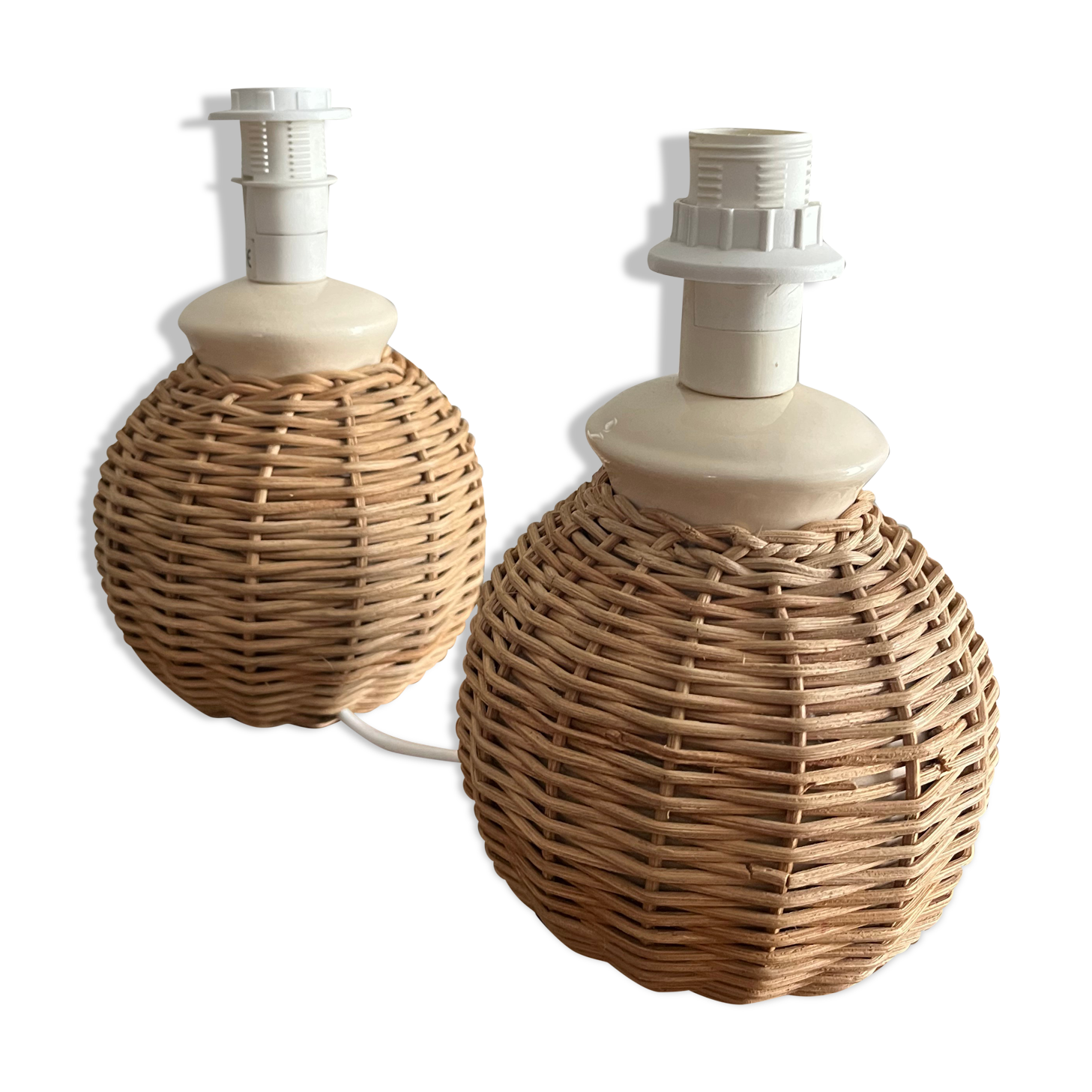 Pieds de lampes de chevet boule en rotin tressé