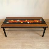 Table basse en teck et pierre de lave