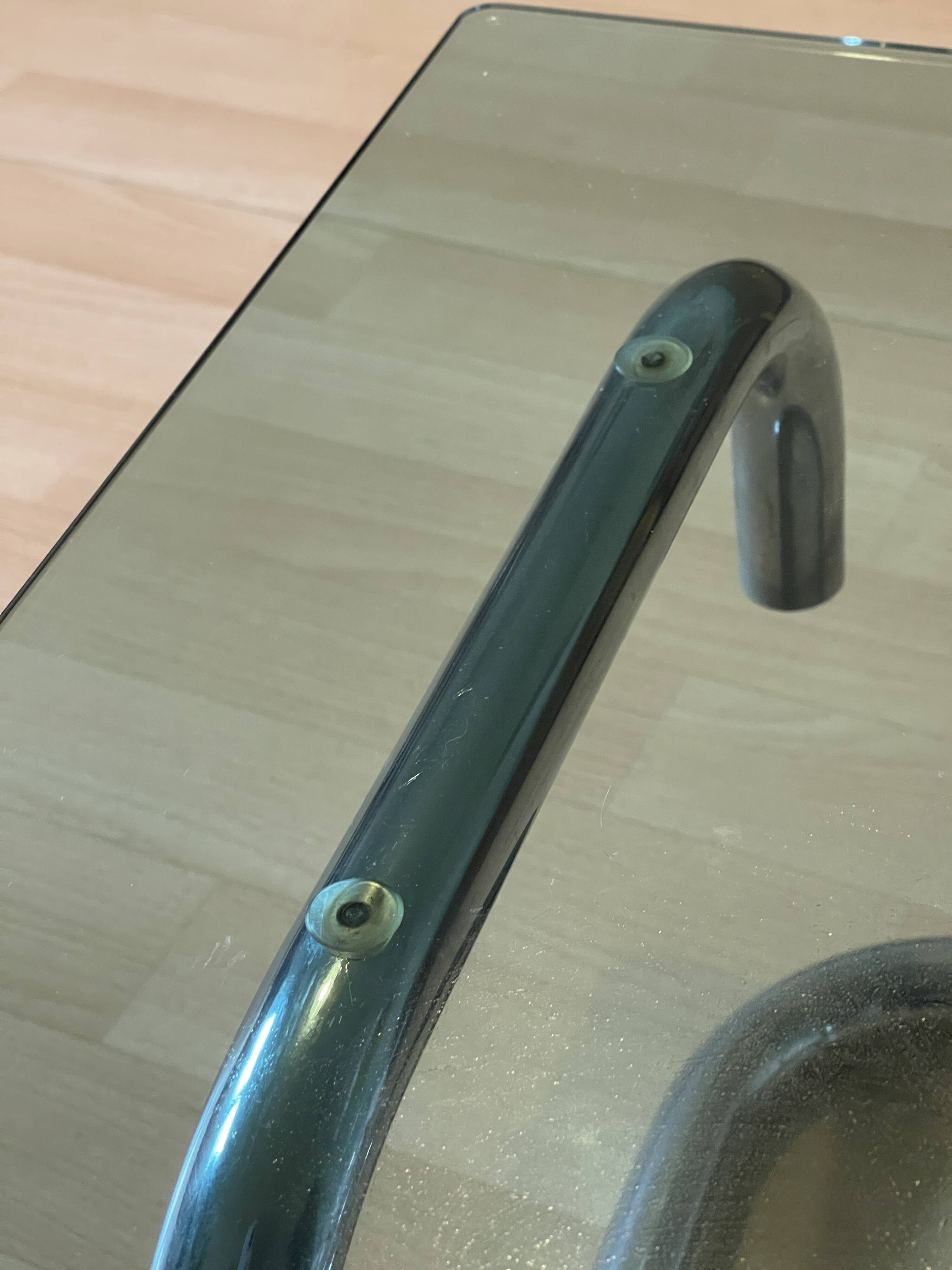 Chrome and smoked glass coffee table