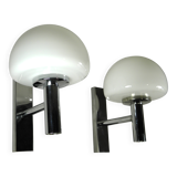 Paire d'appliques chrome et verre années 70