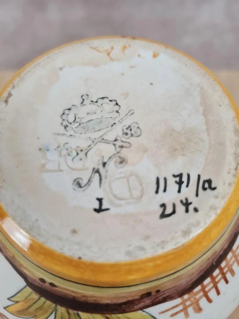 Antique hand-decorated faience vase – floral and bird design