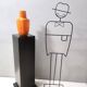 Postmodern Orange Encased Hand-Blown Glass Flower Vase, Empoli, Italy