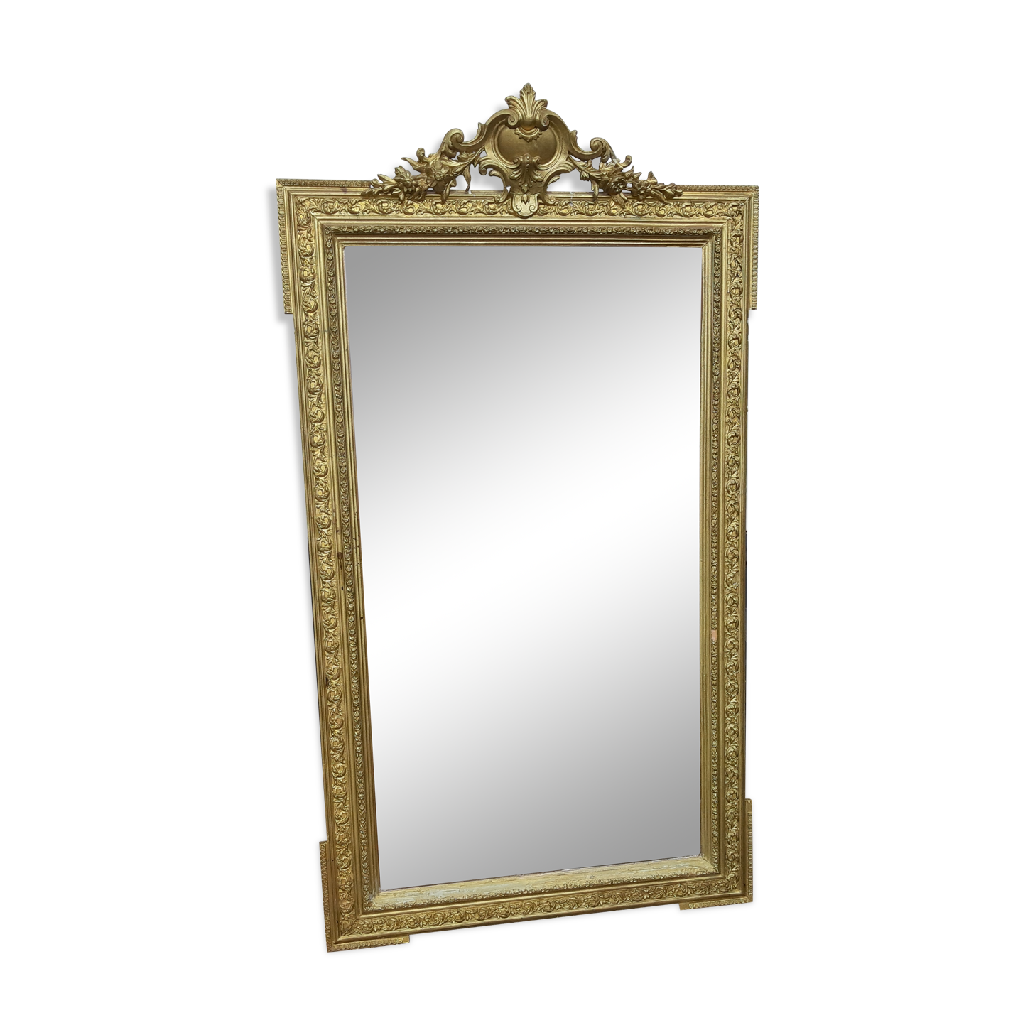 Mirror 19 th wood and golden stuc 156x87cm