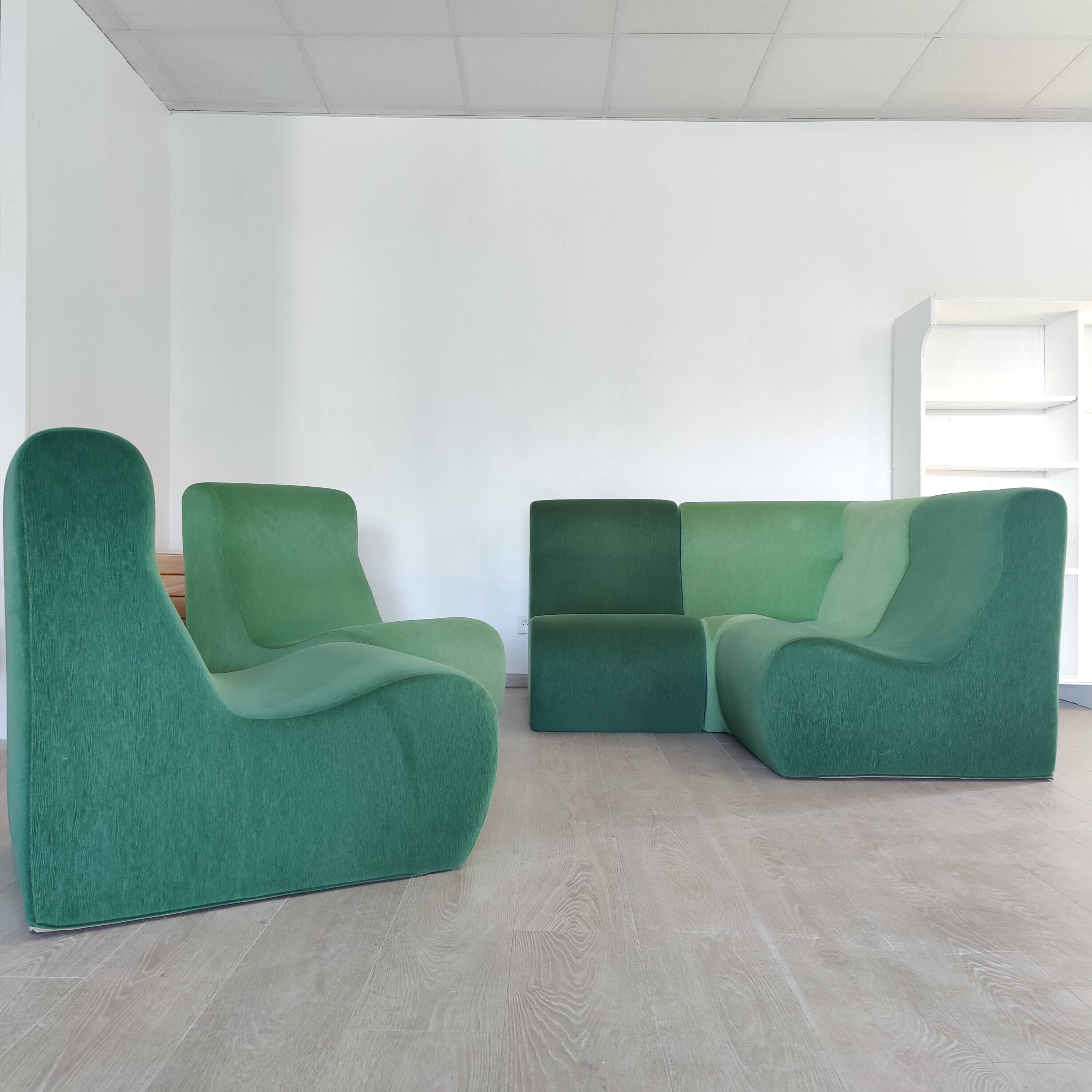 Modular green corner sofa 1970s
