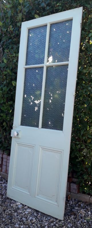 Glass door 82,8x215,3cm old translucent glazing