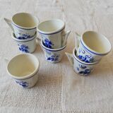 Vintage Porcelain Dinner Set 7 Small Cups with Horseman and Lasso Motif