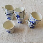 Vintage Porcelain Dinner Set 7 Small Cups with Horseman and Lasso Motif