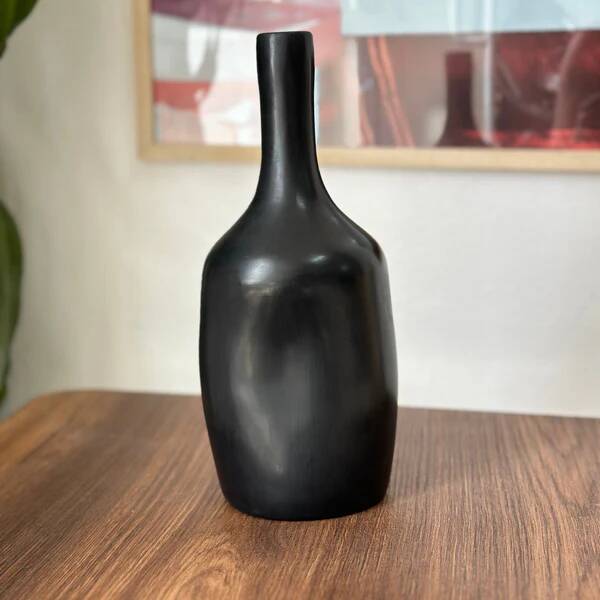 Artisanal black bottle vase