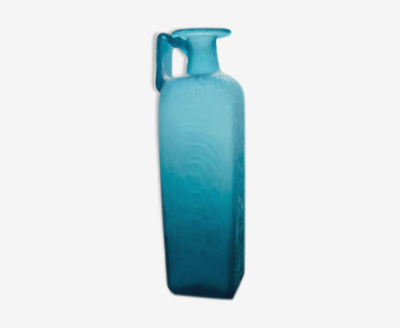 Carafe ancien en verre givré vert