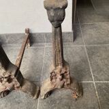 Pair of andirons from the high period with Gothic female heads.