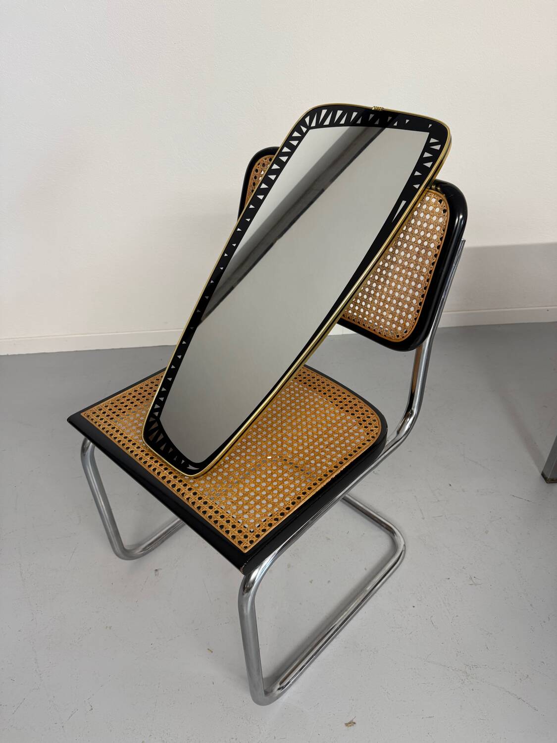 Antique asymmetrical mirror, Italian design by Dorian Tacchini, 1960s