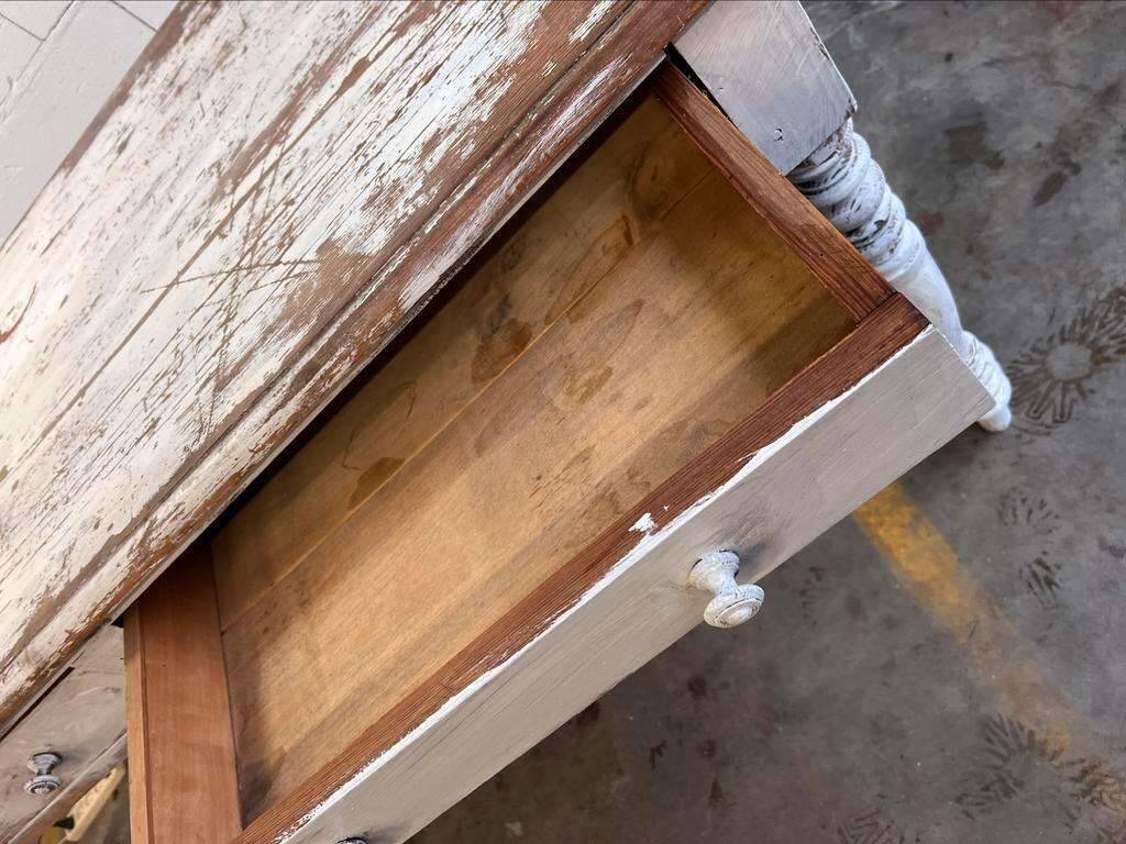 Brocante wooden farmhouse table / white / dining table