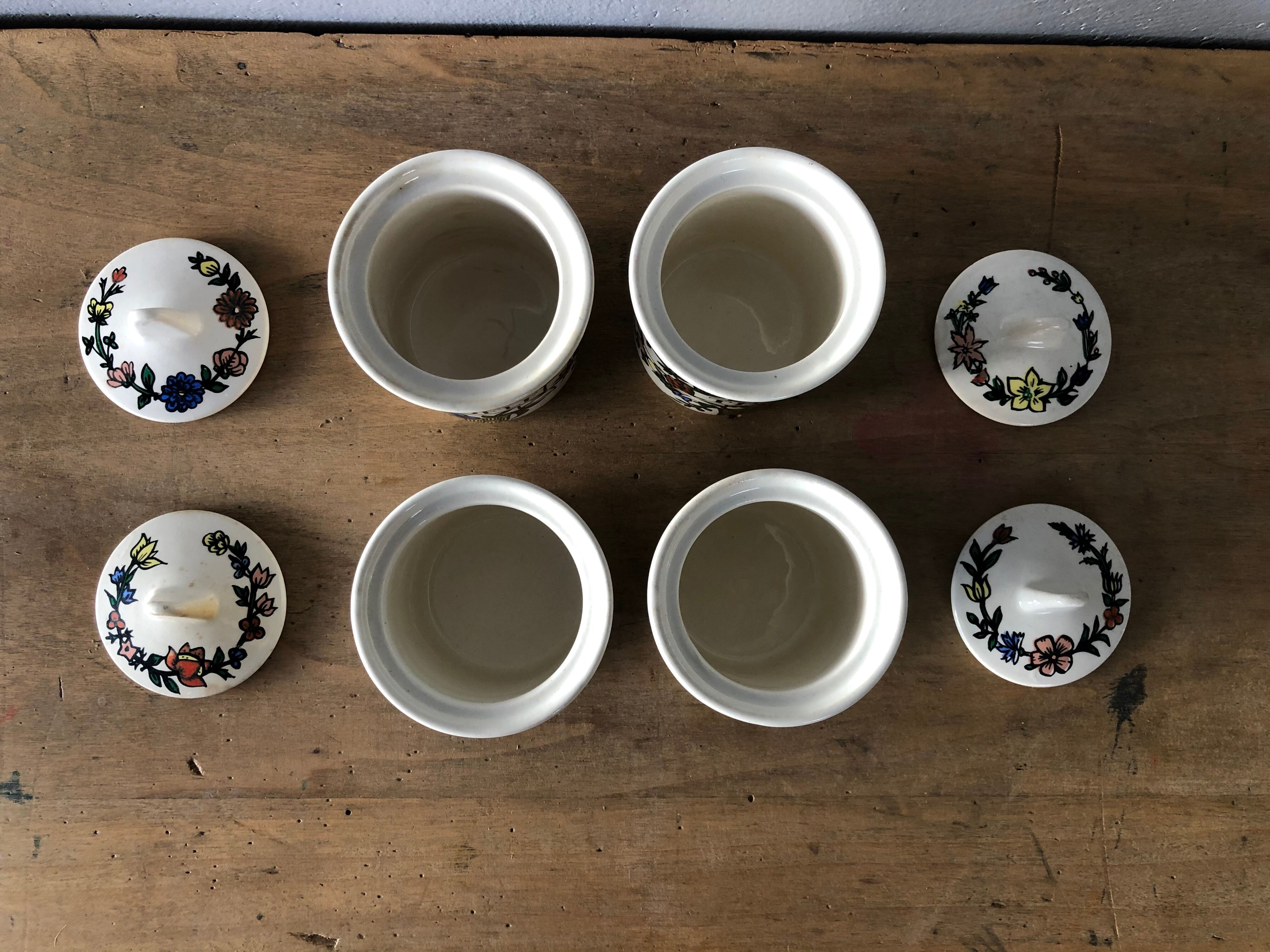 Set of 4 spice pots in earthenware