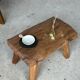 Small side table or stool in blond teak H:30 L43 l27