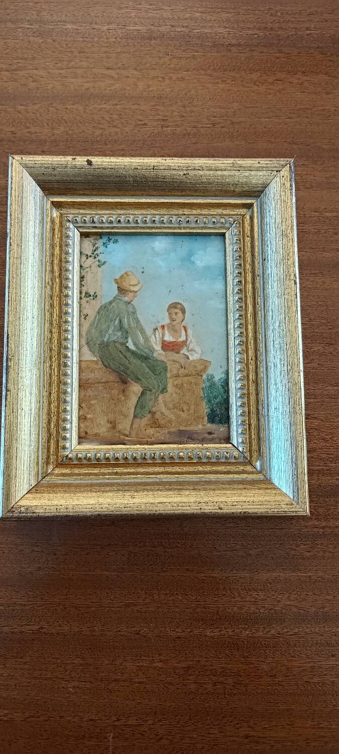 Tableau à l'huile scène galante