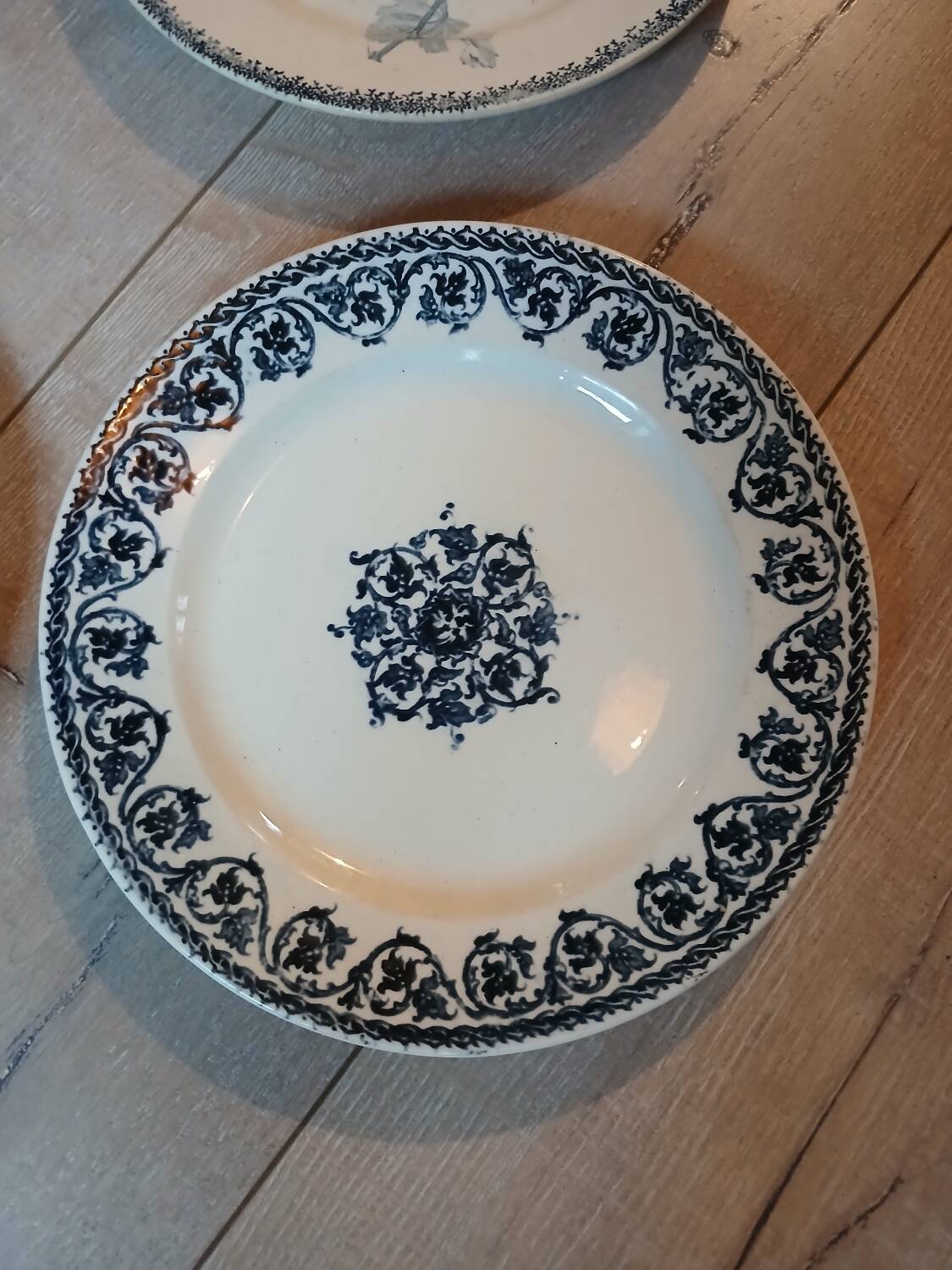 8 antique ironstone dinner plates