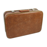 Cardboard and brown leather case