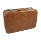 Cardboard and brown leather case