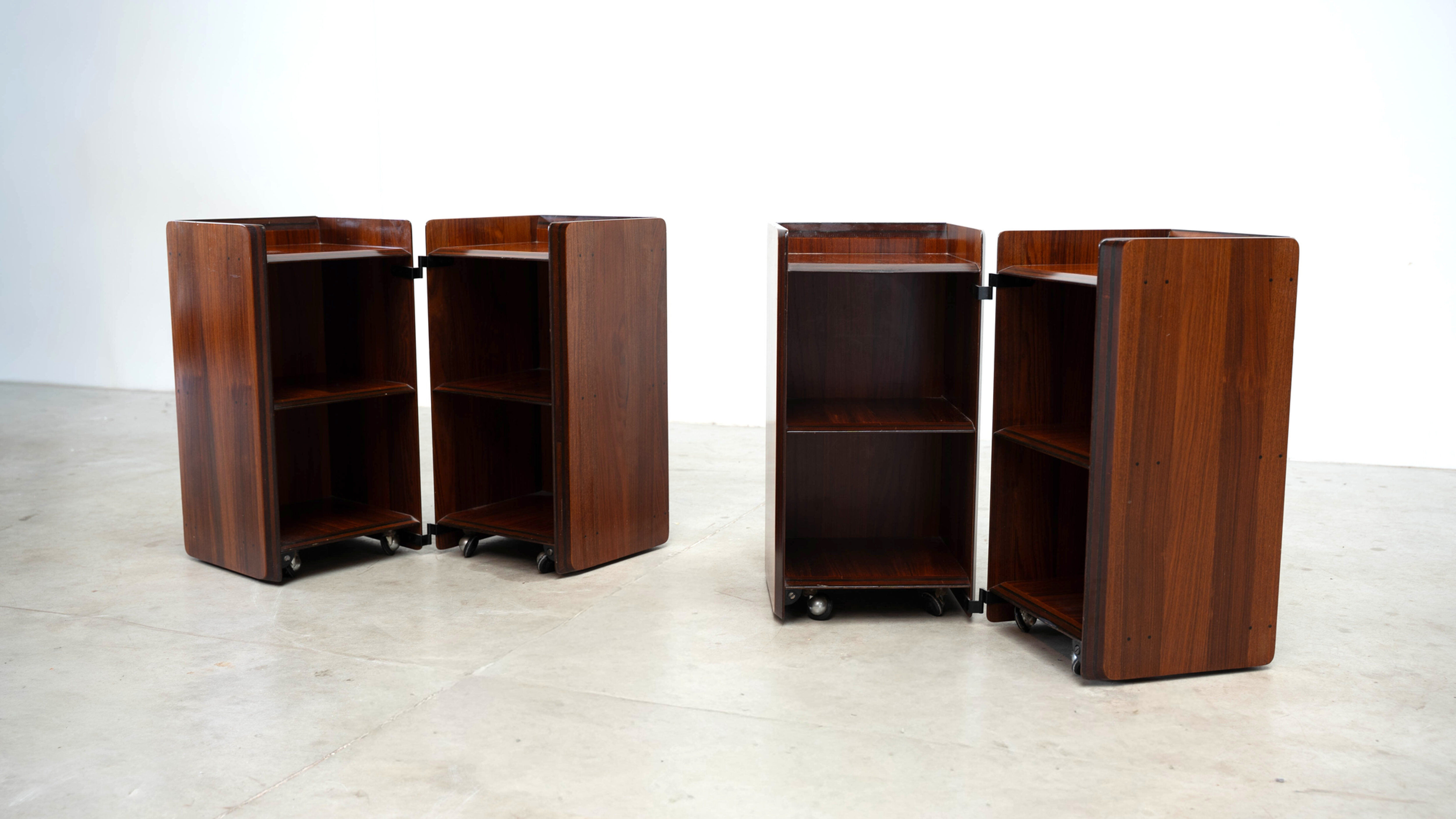 Rare rosewood side cabinets Afra Tobia Scarpa for Maxalto