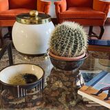 Hollywood regency white ceramic bucket, Italy, ca. 1970