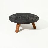 Artisan Solid Oak Round Tripod Coffee Table 1960s