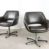 Italian Vintage Chocolate Brown Leather Office Chair
