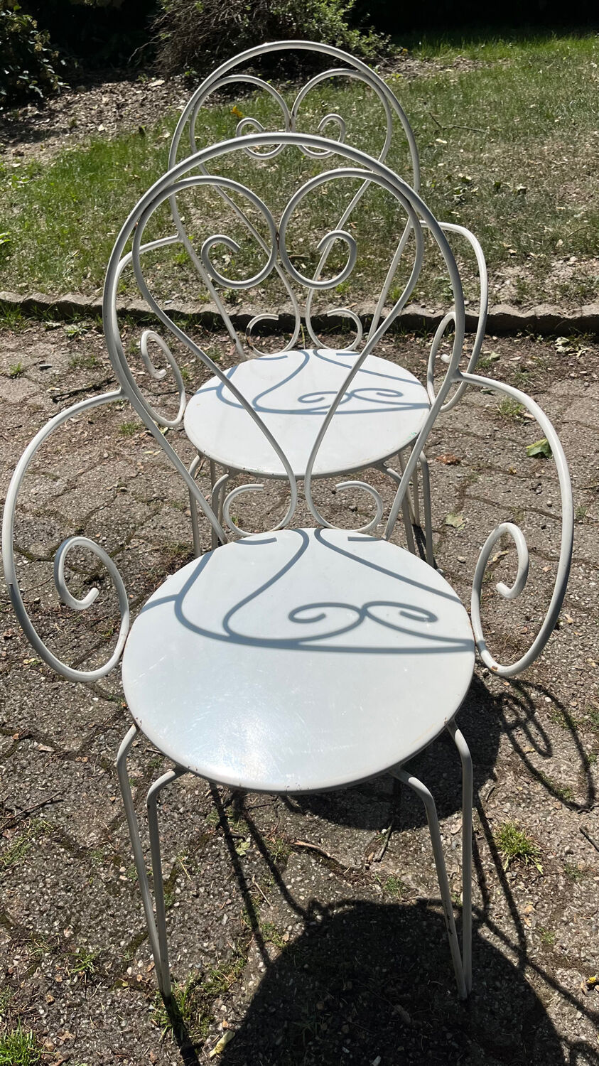 Paire de fauteuils de jardin métal vintage