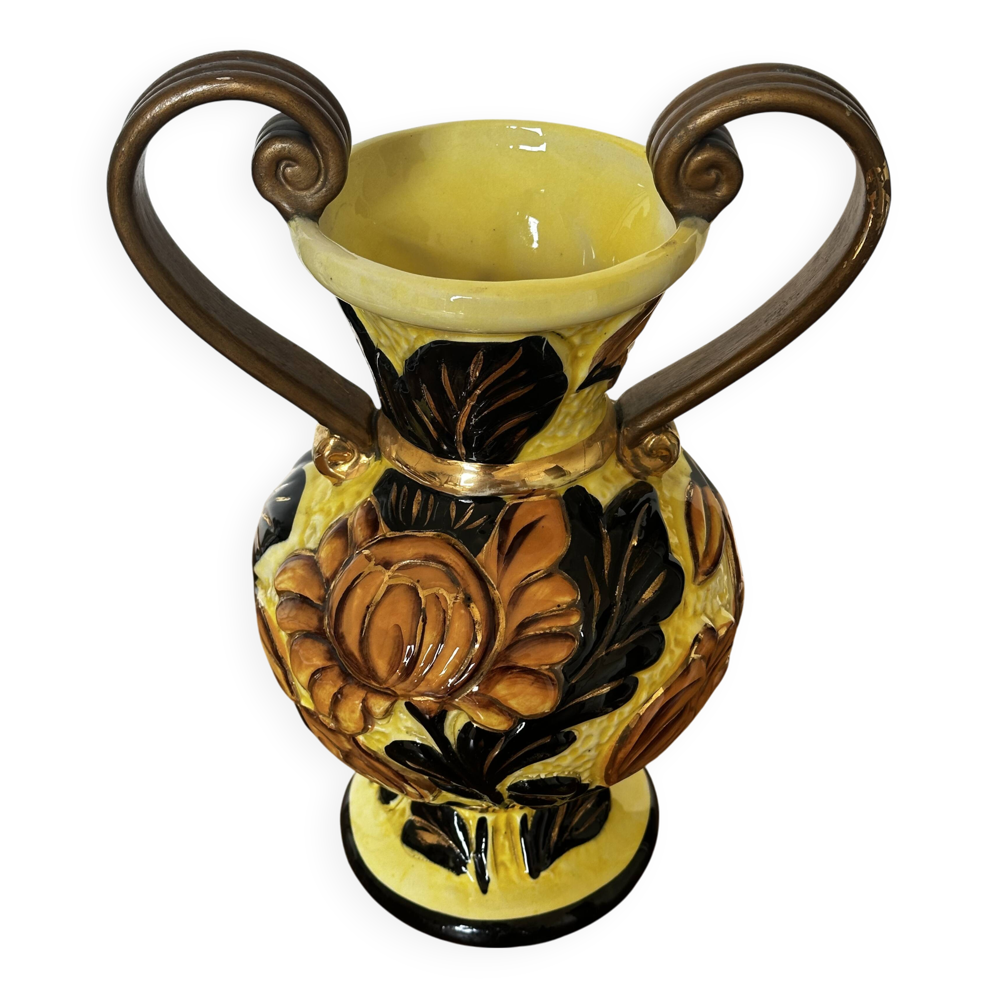 Medici vase in Vallauris ceramic, signed JTF