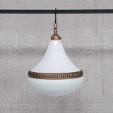Mid-century opaline and brass pendant light