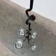 Mid-century metal and glass pendant light from the 1960s.