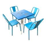 Set of 4 Tolix bistro chairs & table