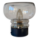 Sciolari table lamp with smoked glass globe and black plastic base.