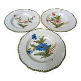 Set of 3 decorative deep plates with floral decoration