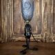 Art Deco lamp in blue glass paste with rose decoration – poetic rarity