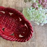 Vintage red ceramic basket