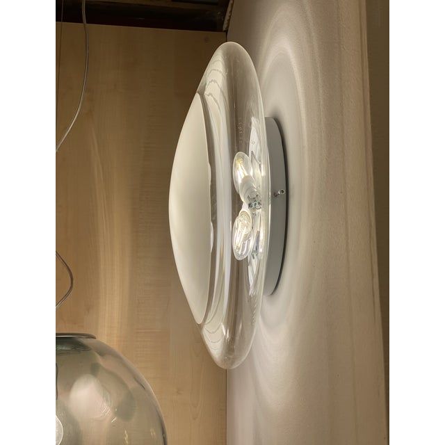 Contemporary multicolored reeds white murano glass wall sconce