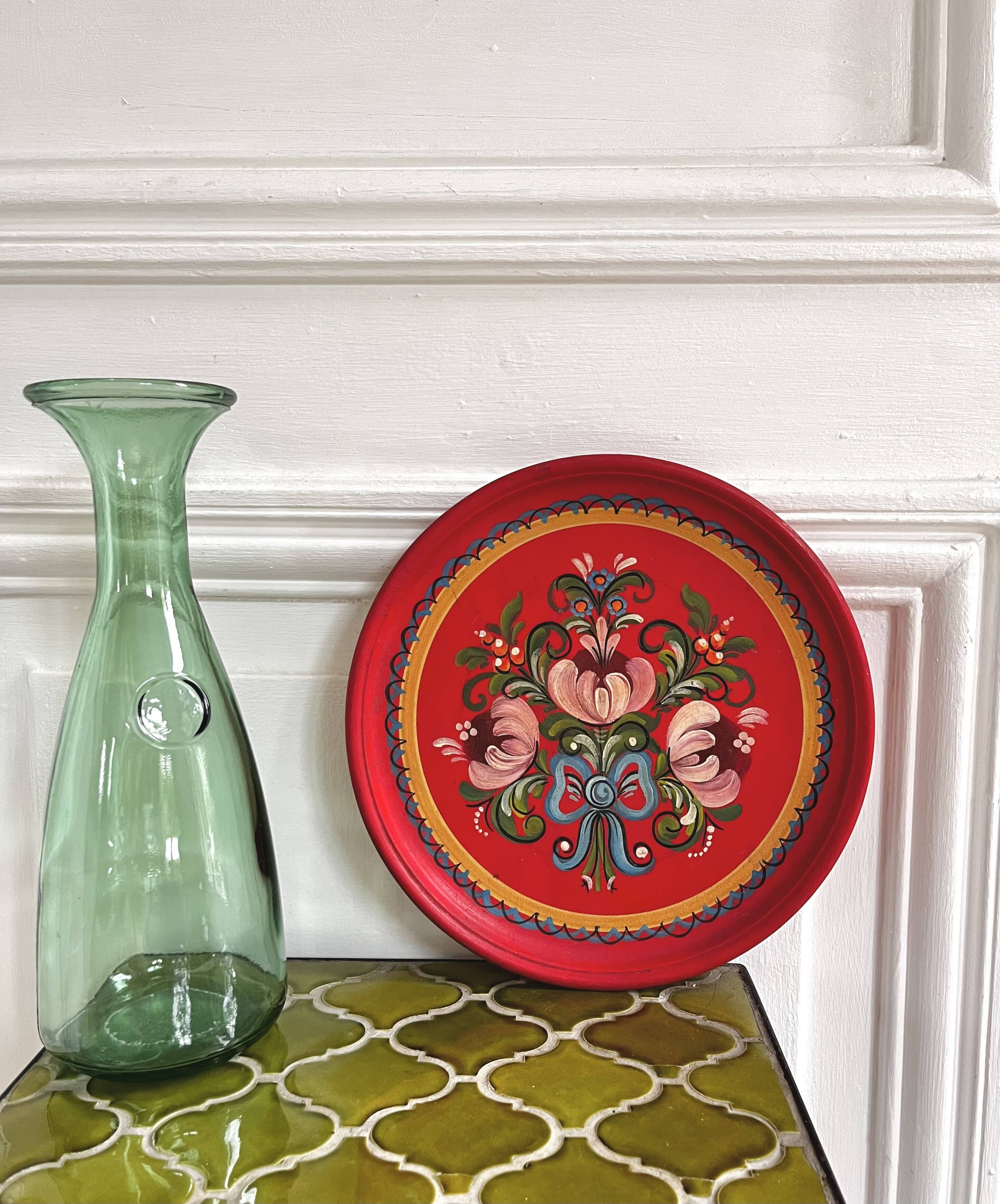 Hand-painted decorative wooden plates