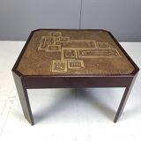 Table basse ou table d'appoint vintage en laiton gravé, années 1970
