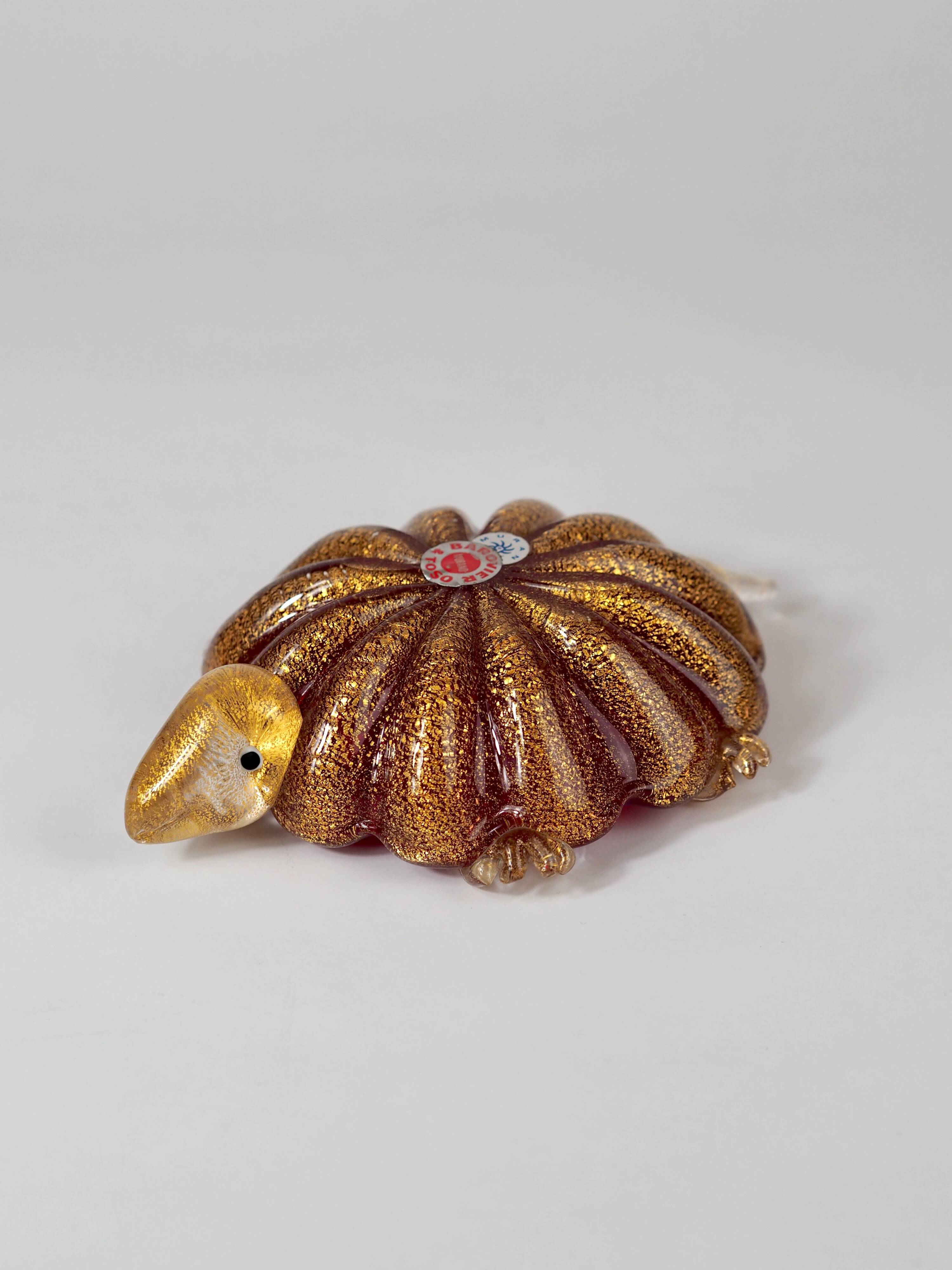 Sculpture de tortue et cendrier en verre de Murano du milieu du siècle par Barovier&Toso